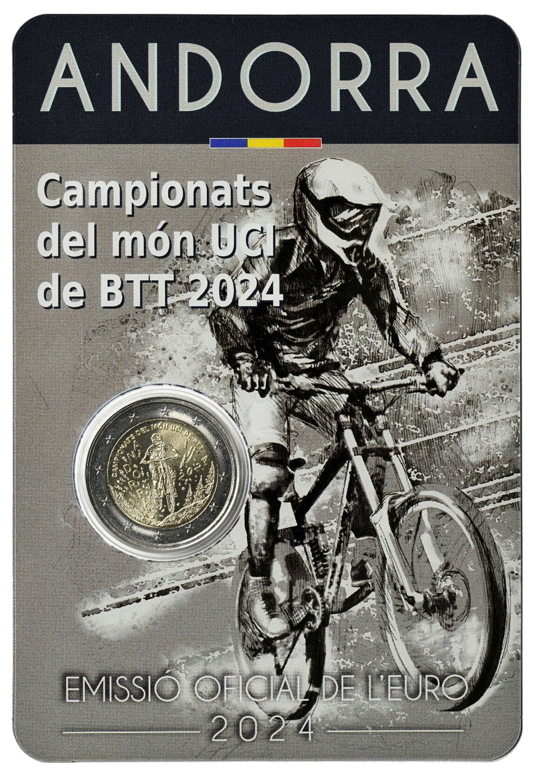 2 euros conmemorativa Campeonatos del Mundo de Ciclismo de Montaña Andorra 2024